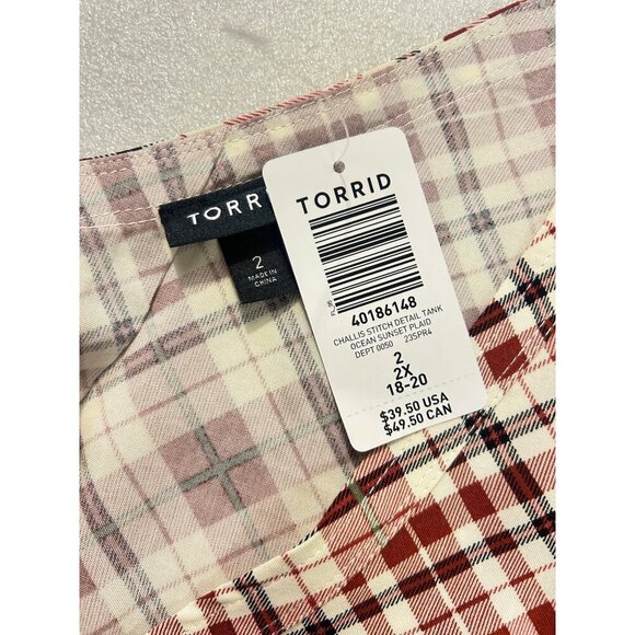 Torrid Challis Tank Ocean Sunset Plaid Women’s Size NWT Various sizes - Picture 5 of 6